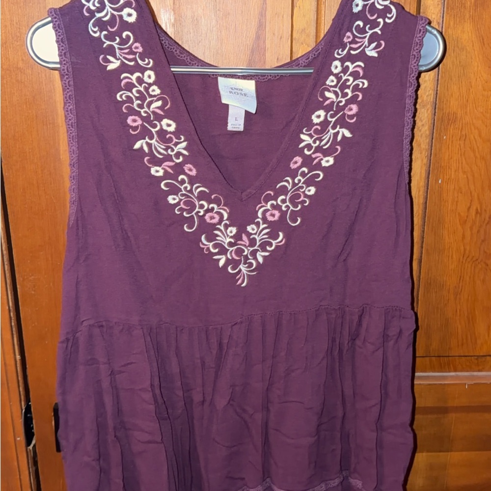 Knox Rose Plum Embroidered Sleeveless Blouse